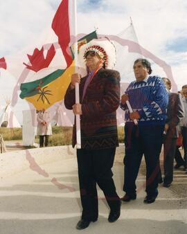 Ceremonial procession led with the Canadian flag