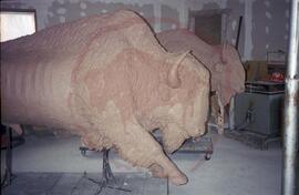 Clay model of the bull with the cow on other side