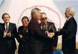 Prime Minister Brian Mulroney shaking hands with Hon. Tom Siddon