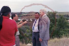 Cyrus Standing, Dr. Ernest G. Walker, Sen. Ernest Mike, and Hon. Tom Siddon on a tour of the park