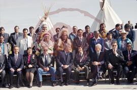 Chiefs and dignitaries seated for group portrait