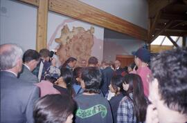 Large group gathered in visitor centre