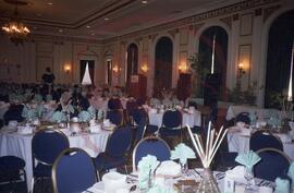 Banquet room set for event