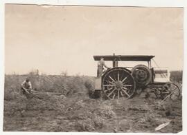 Steam tractor breaking land